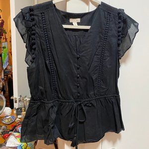 J. Crew Point Sur Pom Pom Blouse